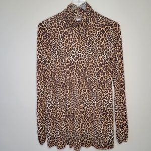 Motherhood Maternity Leopard Brown Turtleneck Peplum Long Sleeve Top Medium